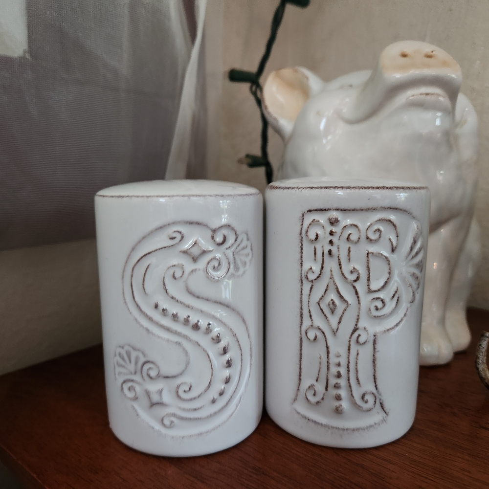 White Ceramic Salt and Pepper Shakers